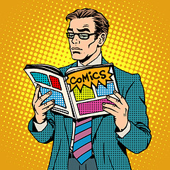 Image showing man reads comic book