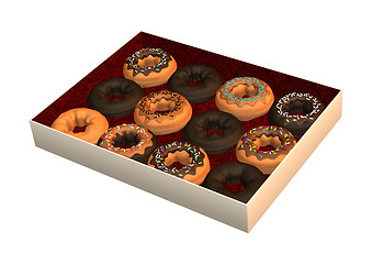 Image showing Box of Donuts on White