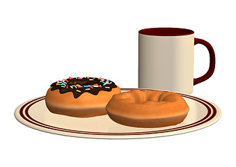 Image showing Donuts and Cup of Coffee