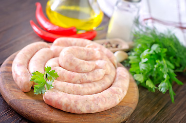 Image showing raw sausages