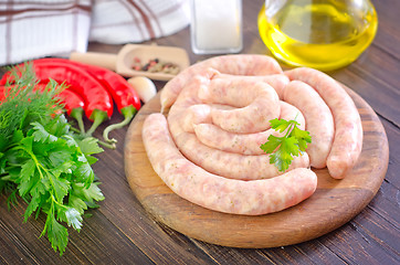 Image showing raw sausages