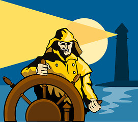 Image showing Sea captain navigating ship