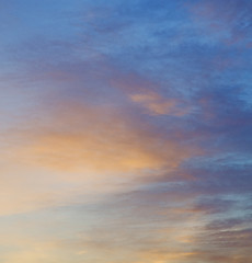 Image showing light  the sunrise in  colored sky white soft clouds and abstrac