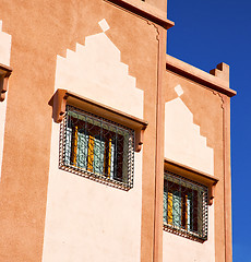 Image showing  window in morocco africa and old construction wal brick histori