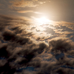 Image showing in the red blue sky cloud and sunrise orange color