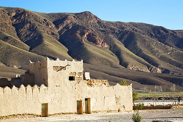 Image showing hill  in morocco the      and   historical village brick wall