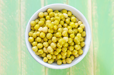 Image showing peas in the blue bowl