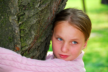 Image showing Girl and big tree