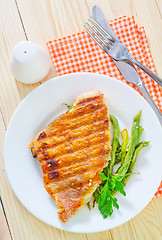 Image showing fried fish with green beans