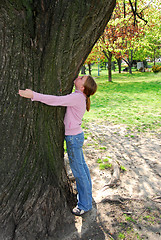 Image showing Girl and big tree