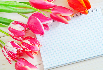 Image showing tulips and note