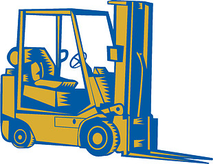 Image showing Forklift Truck Side Woodcut