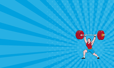 Image showing Business card Weightlifter Lifting Barbell Isolated Cartoon