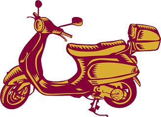 Image showing Scooter Bike Side Vintage Woodcut