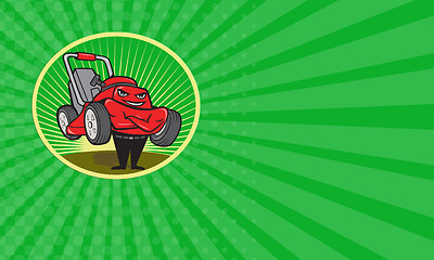 Image showing Business card Lawn Mower Man Cartoon Oval