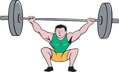 Image showing Weightlifter Deadlift Lifting Weights Cartoon