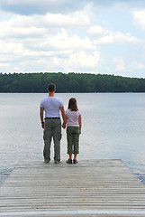 Image showing Father child lake