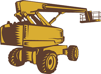 Image showing Cherry Picker Mobile Lift Platform Woodcut