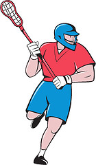 Image showing Lacrosse Player Crosse Stick Running Isolated Cartoon