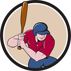 Image showing Baseball Player Batting Circle Cartoon