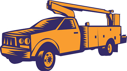 Image showing Cherry Picker Mobile Lift Truck Woodcut