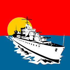 Image showing Battleship with big guns