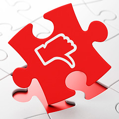 Image showing Social media concept: Thumb Down on puzzle background