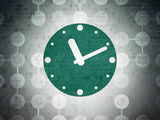 Image showing Timeline concept: Clock on Digital Paper background