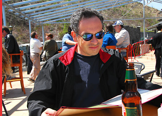 Image showing Man restaurant patio