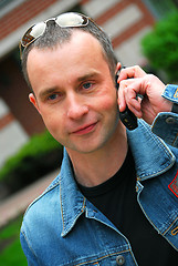 Image showing Man talking on cell phone