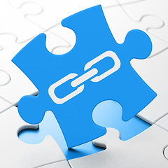 Image showing Web design concept: Link on puzzle background