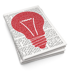 Image showing Finance concept: Light Bulb on Newspaper background