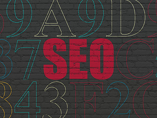 Image showing Web design concept: SEO on wall background