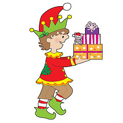 Image showing Elf with Present