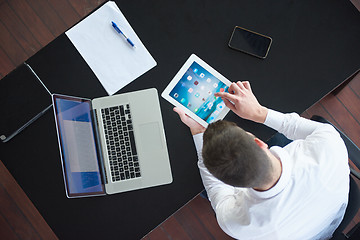 Image showing top view of young business man at office