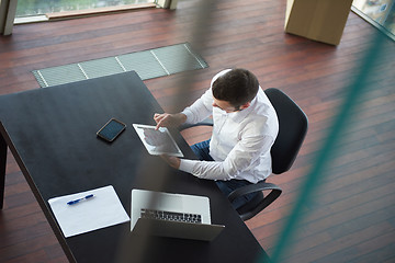 Image showing top view of young business man at office