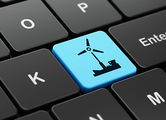 Image showing Industry concept: Windmill on computer keyboard background