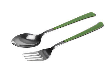 Image showing fork and spoon isolated on white