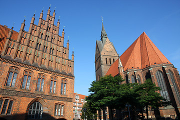 Image showing Market Church and Old Town Hall in Hannover, Germany