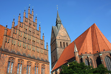 Image showing Market Church and Old Town Hall in Hannover, Germany