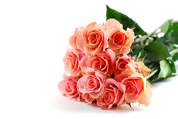 Image showing Pink rose bouquet on white