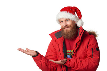 Image showing bright picture of handsome man in christmas hat.