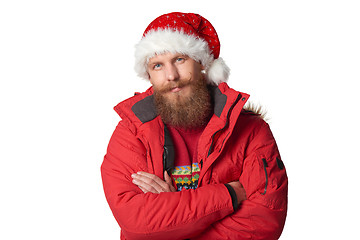 Image showing bright picture of handsome man in christmas hat.