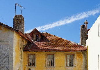 Image showing An old house in Sintra, Portugal, with tile roof and garret