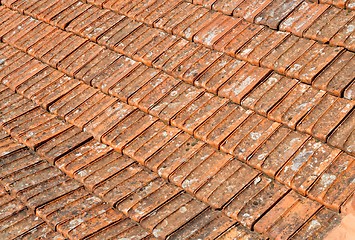 Image showing Texture of old orange roof tiles in Sintra, Portugal