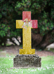 Image showing Very old gravestone in the cemetery