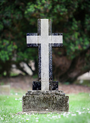 Image showing Very old gravestone in the cemetery