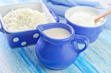 Image showing cottage, milk and sour cream