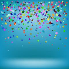 Image showing Set of Colorful Stars on Azure Background