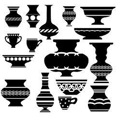 Image showing Vector Set of Vases Silhouettes